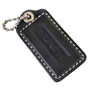 🖤 Y2K 2.5" Large Coach Black Matte Leather Hangtag Bag Fob Purse Charm Keychain